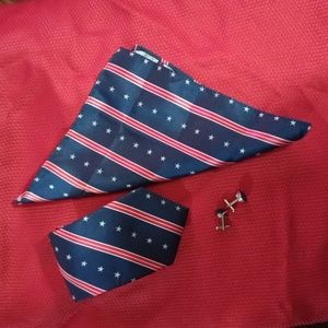 NWT: Necktie Set Barry Wang Stars & Stripes
